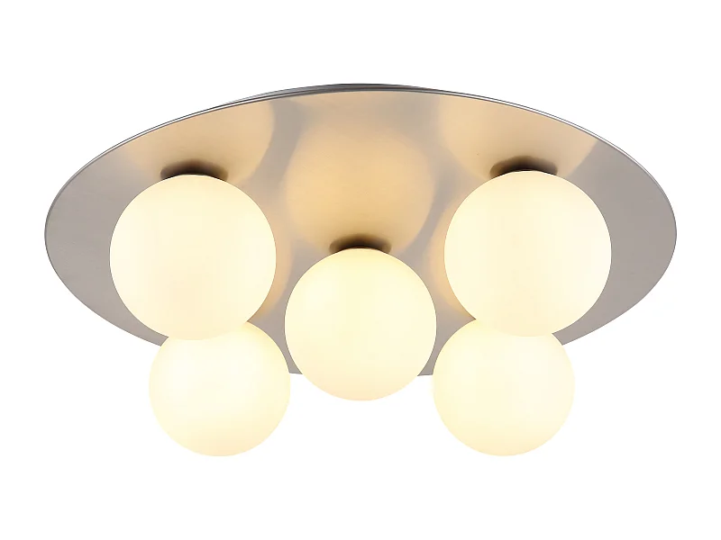 Plafondlamp metaal nikkel dof, 5x G9 LED