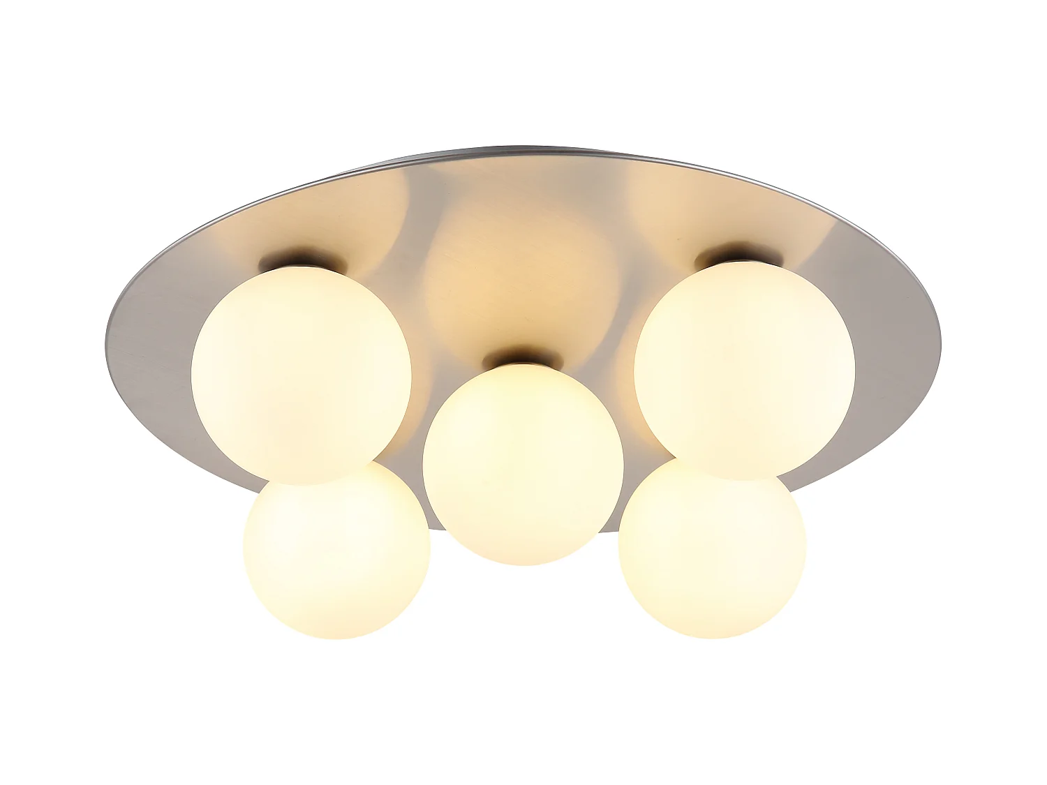 Plafondlamp metaal nikkel dof, 5x G9 LED