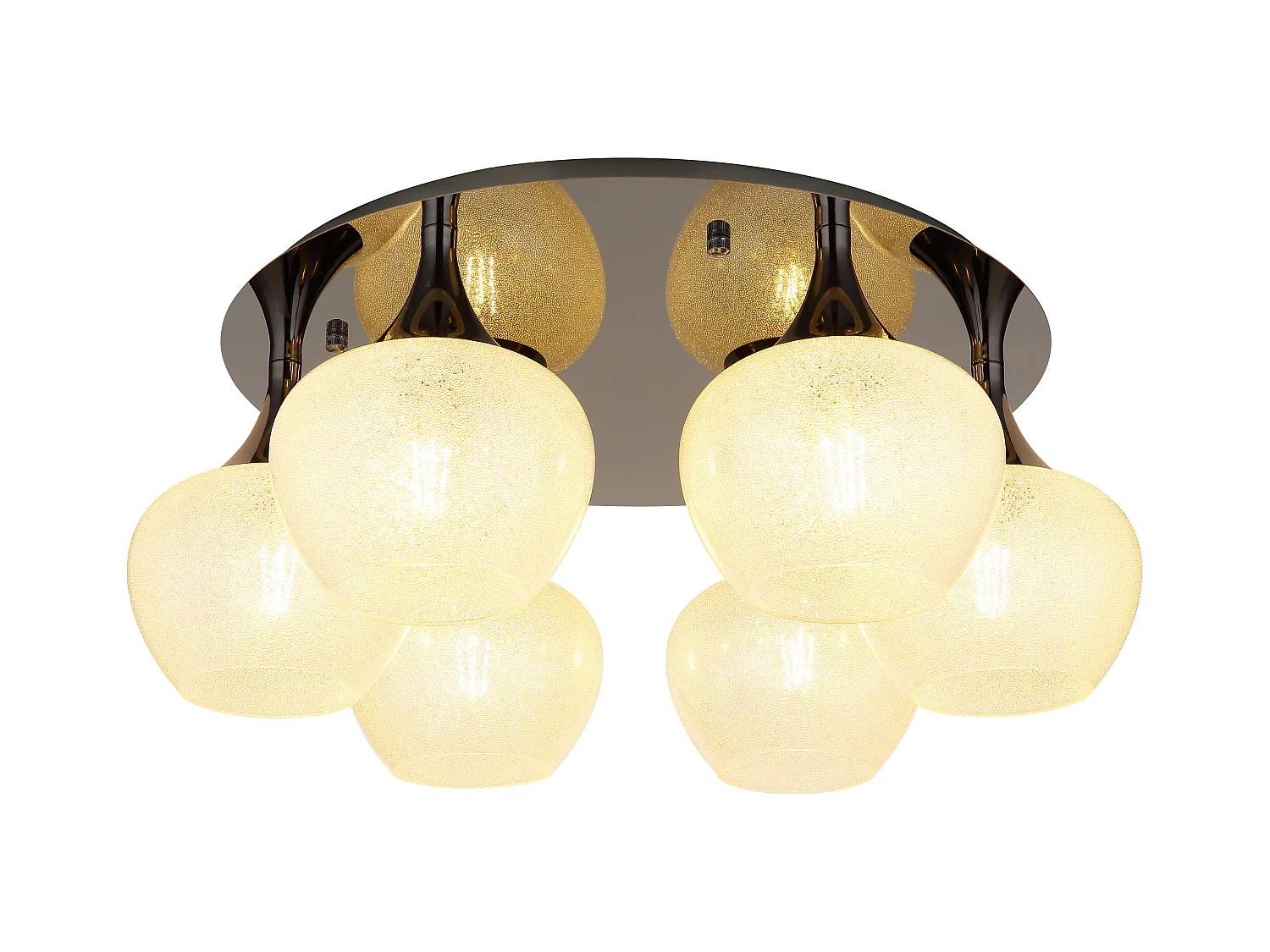 Plafonnier métal noir chromé/gunmetal, 6x E27