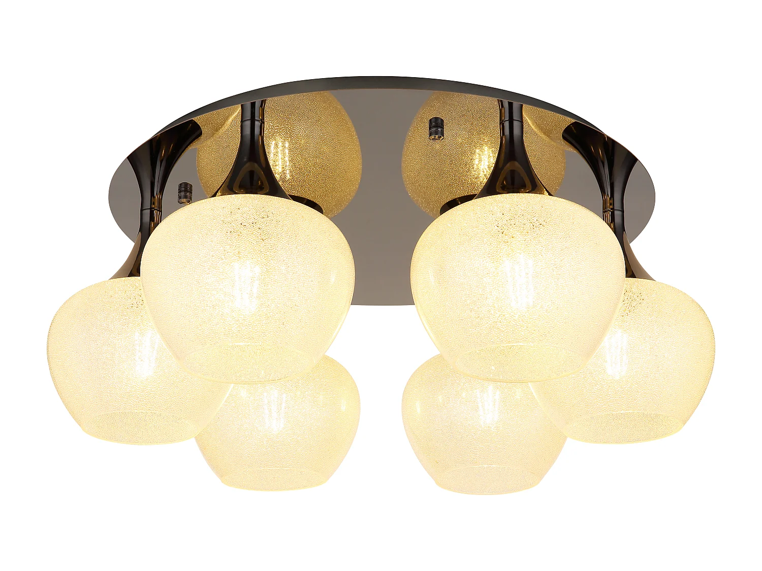 Plafonnier métal noir chromé/gunmetal, 6x E27