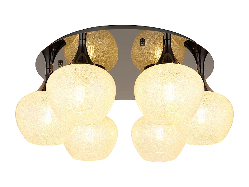 Plafonnier métal noir chromé/gunmetal, 6x E27