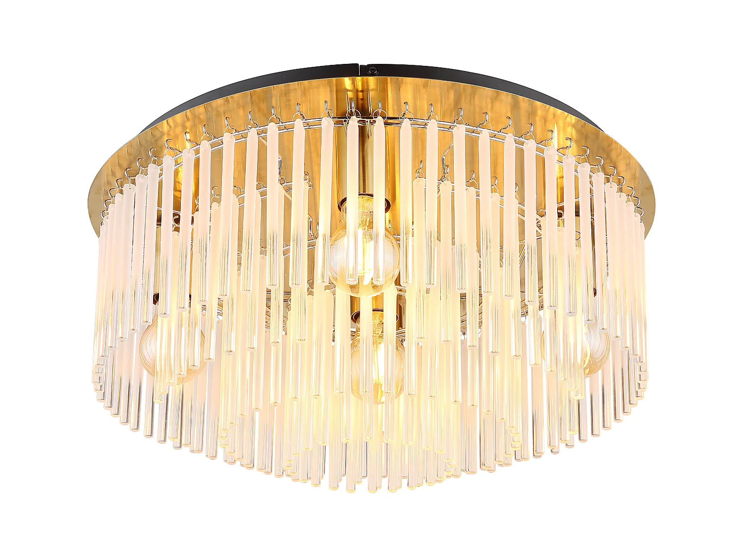 Plafonnier métal couleur or mat, 5x E27