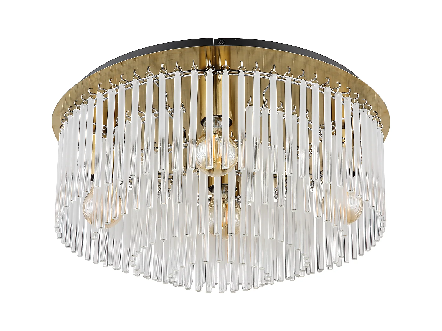 Plafonnier métal couleur or mat, 5x E27