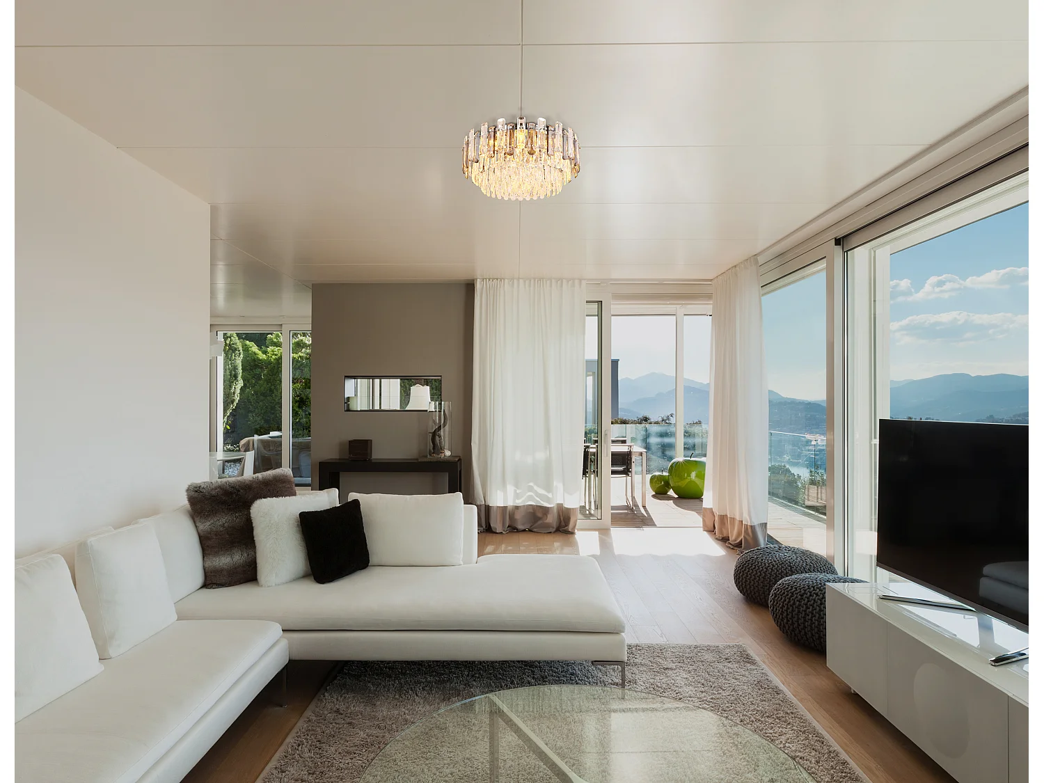 Plafonnier métal chromé, 5x E14