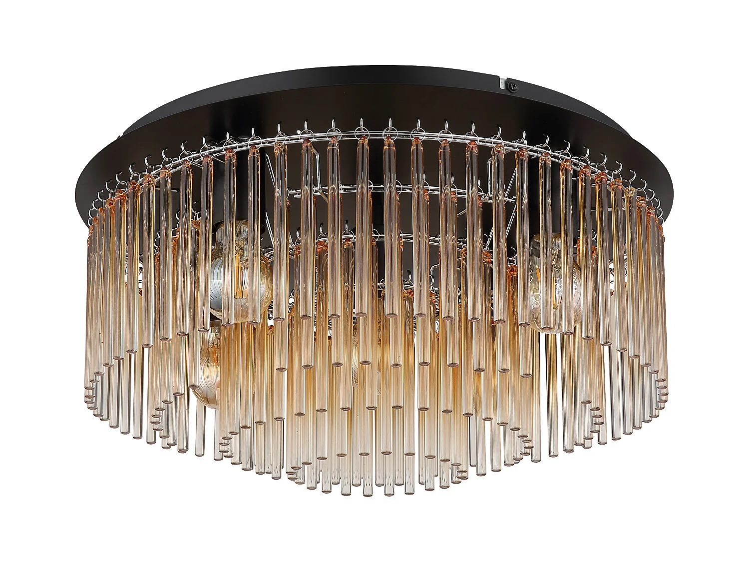 Plafonnier métal noir mat, 5x E27