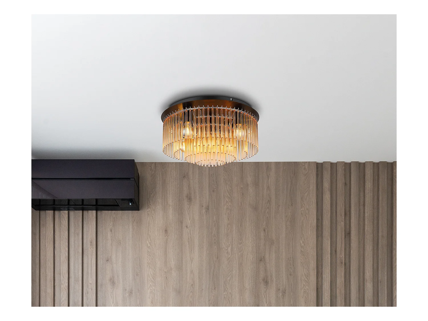 Plafonnier métal noir mat, 5x E27