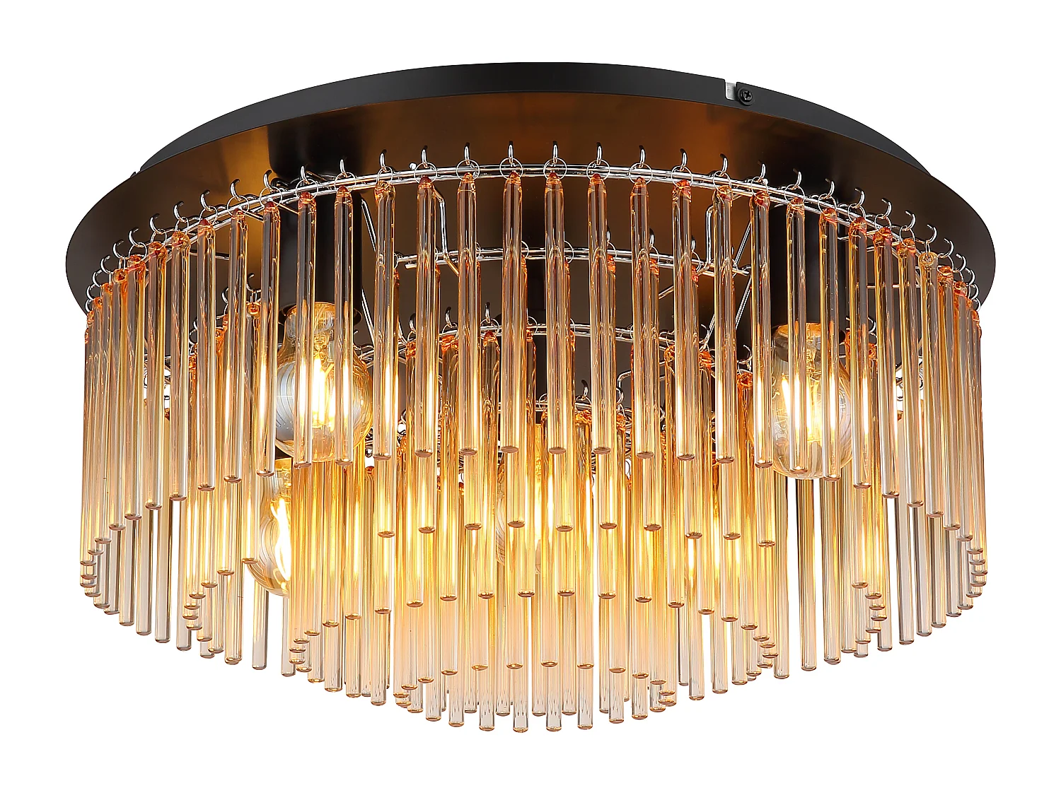 Plafonnier métal noir mat, 5x E27