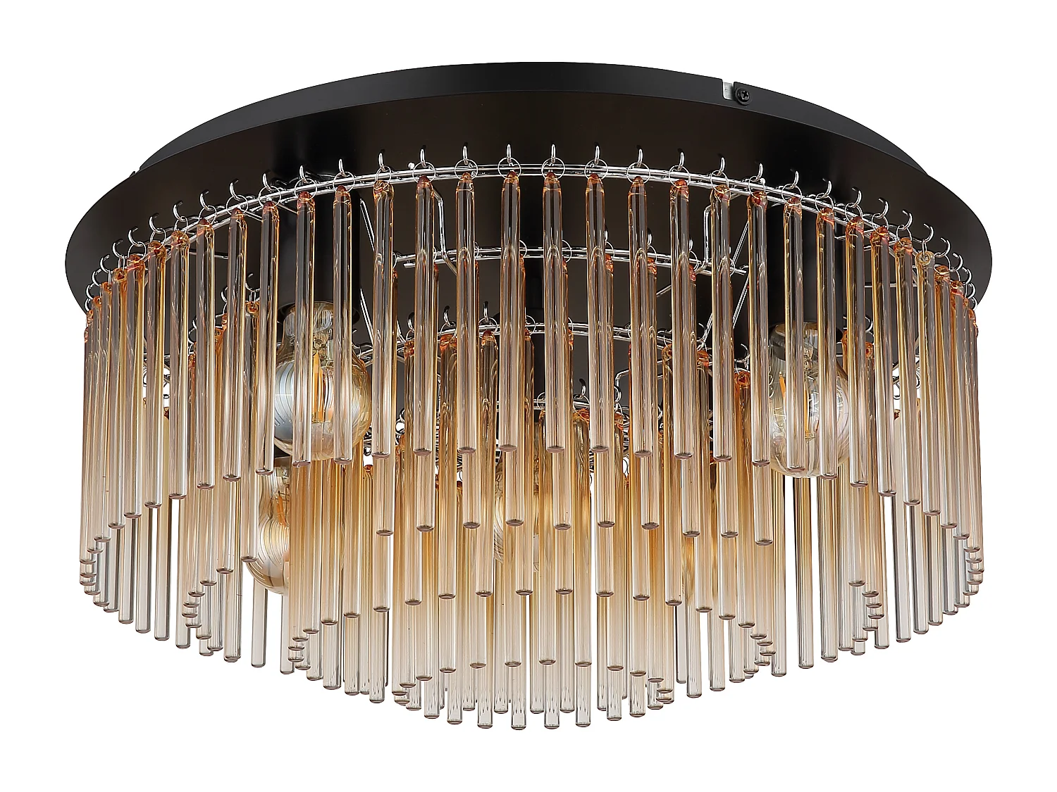 Plafonnier métal noir mat, 5x E27