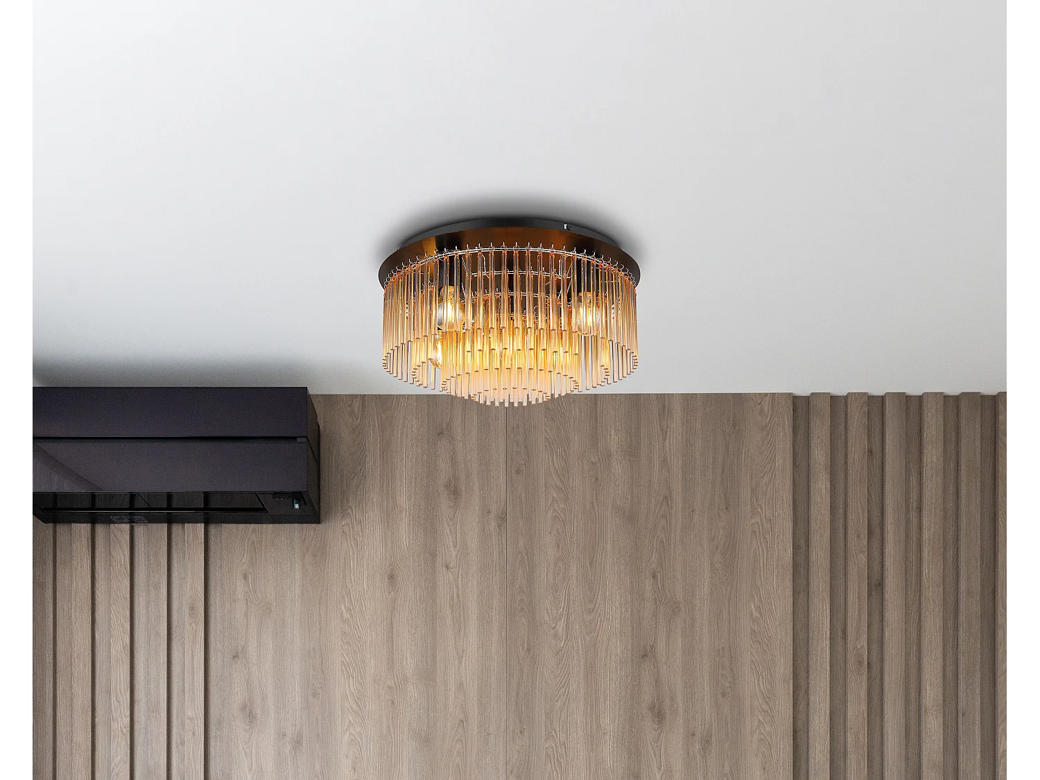 Plafonnier métal noir mat, 5x E27