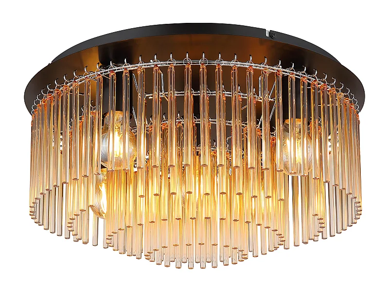 Plafonnier métal noir mat, 5x E27