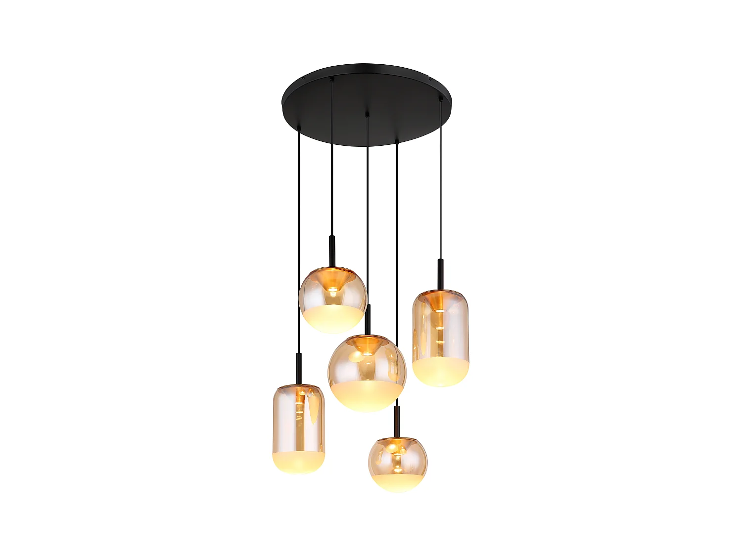 Suspension métal noir mat, LED
