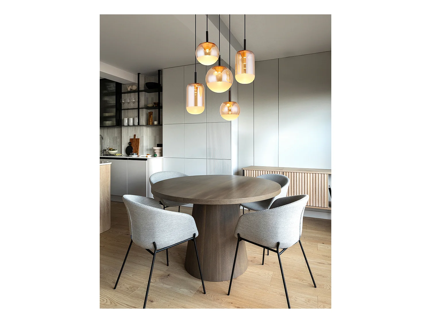 Suspension métal noir mat, LED