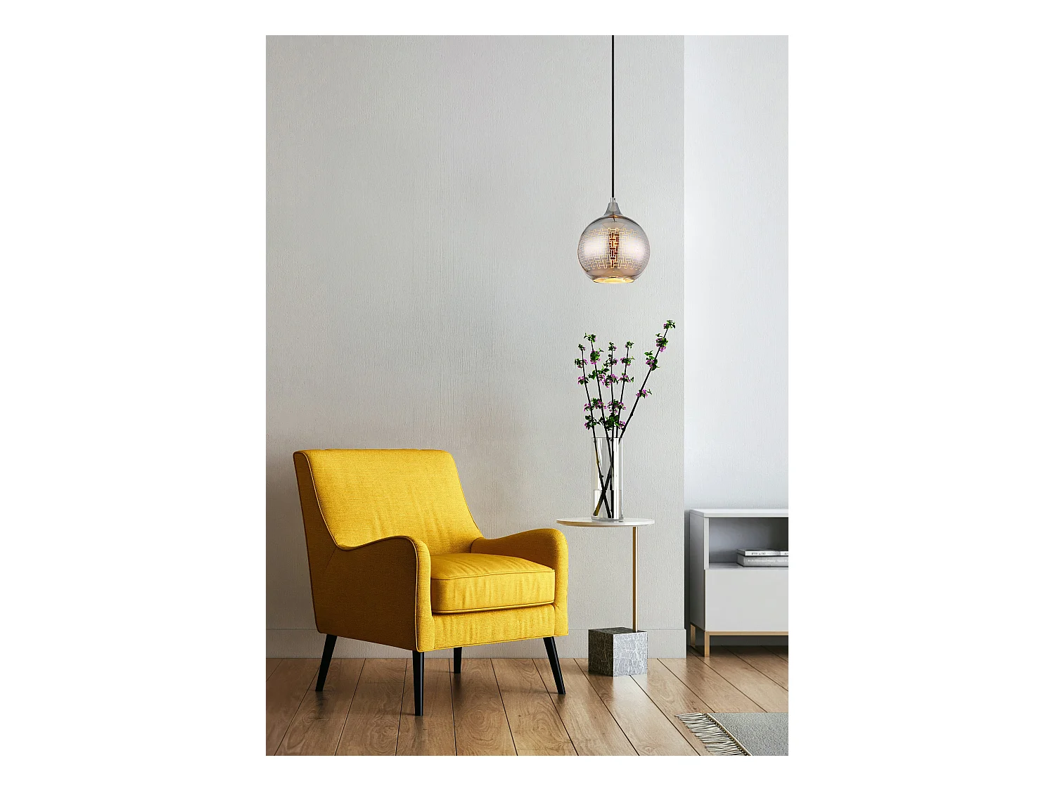 Suspension métal blanc, 1x E27