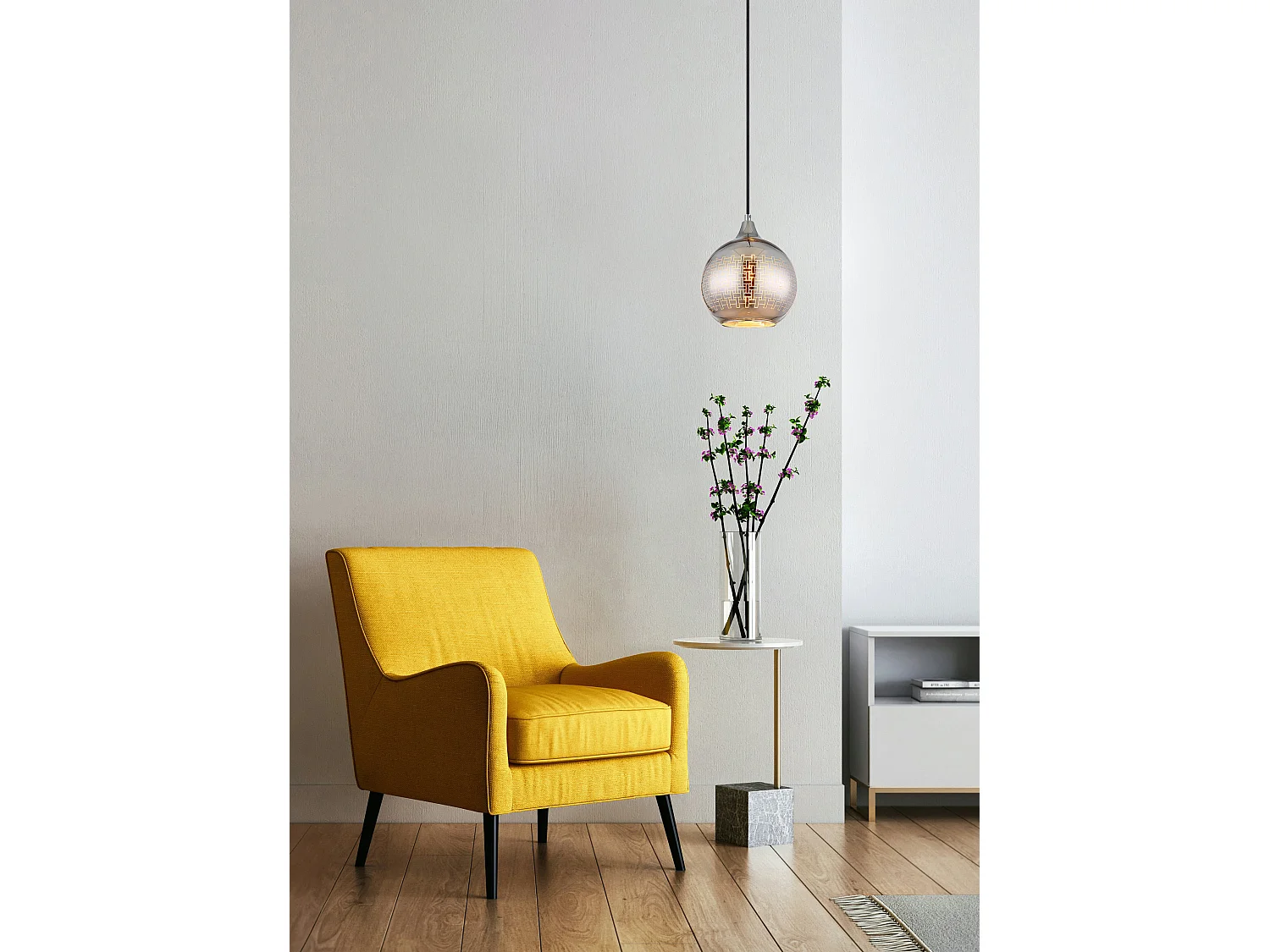 Hängeleuchte Metall weiß, 1x E27