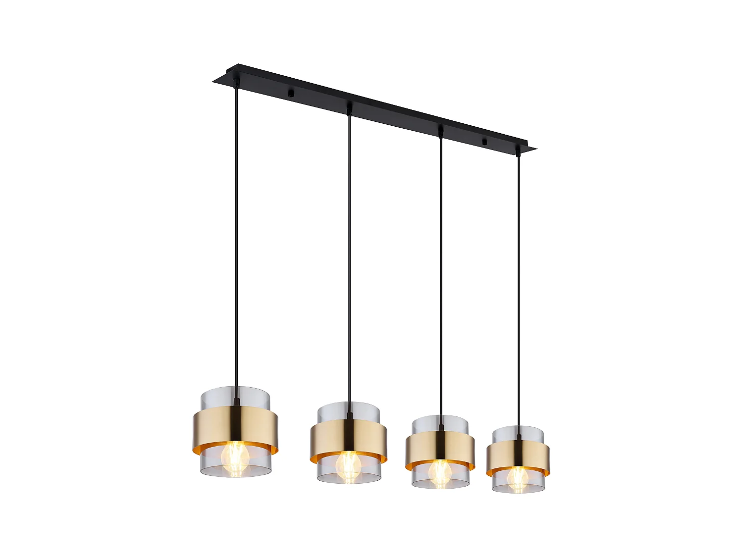 Suspension métal noir mat, 4x E27