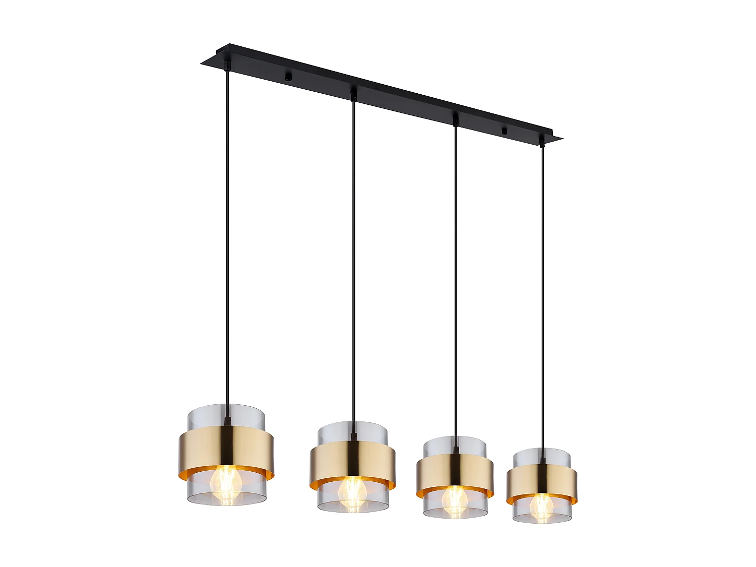 Hanglamp metaal zwart dof, 4x E27
