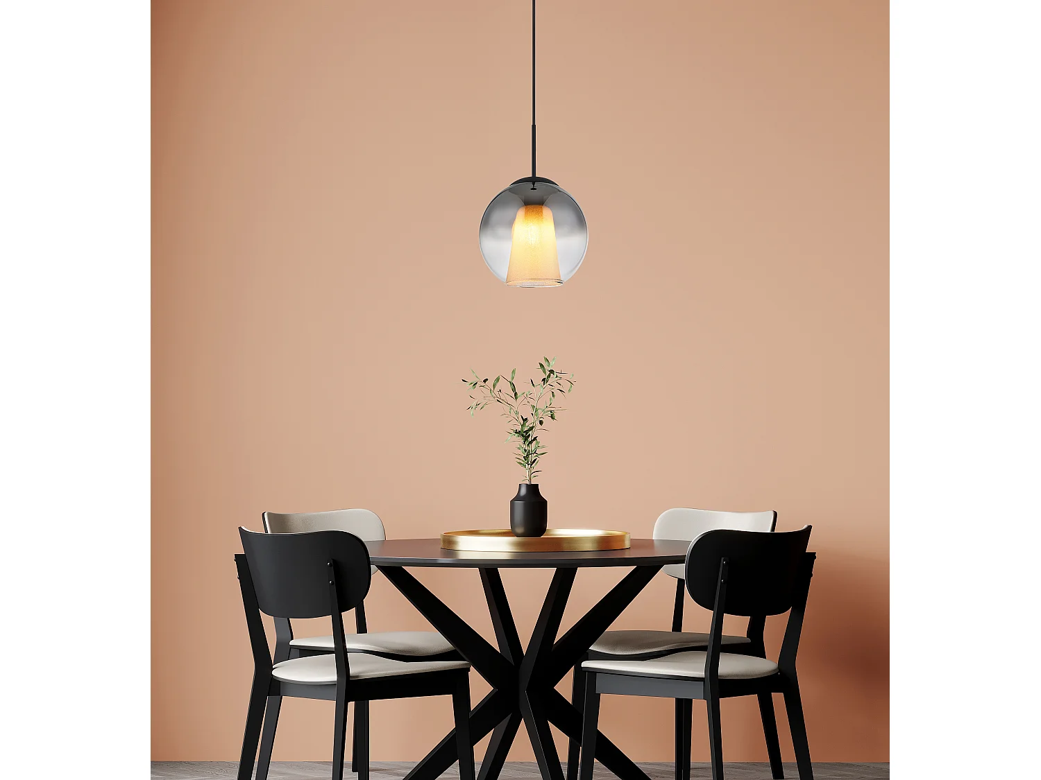 Suspension métal noir mat, 1x E27