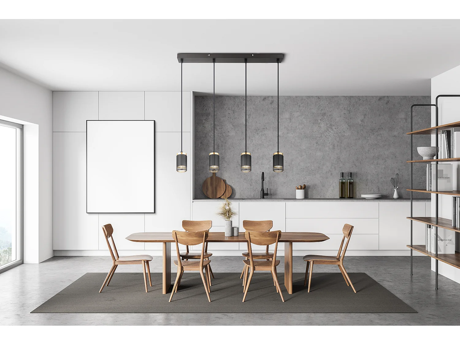 Hängeleuchte Metall schwarz matt, 4x GU10