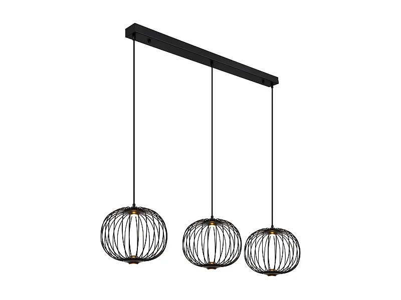 Suspension métal noir mat, LED