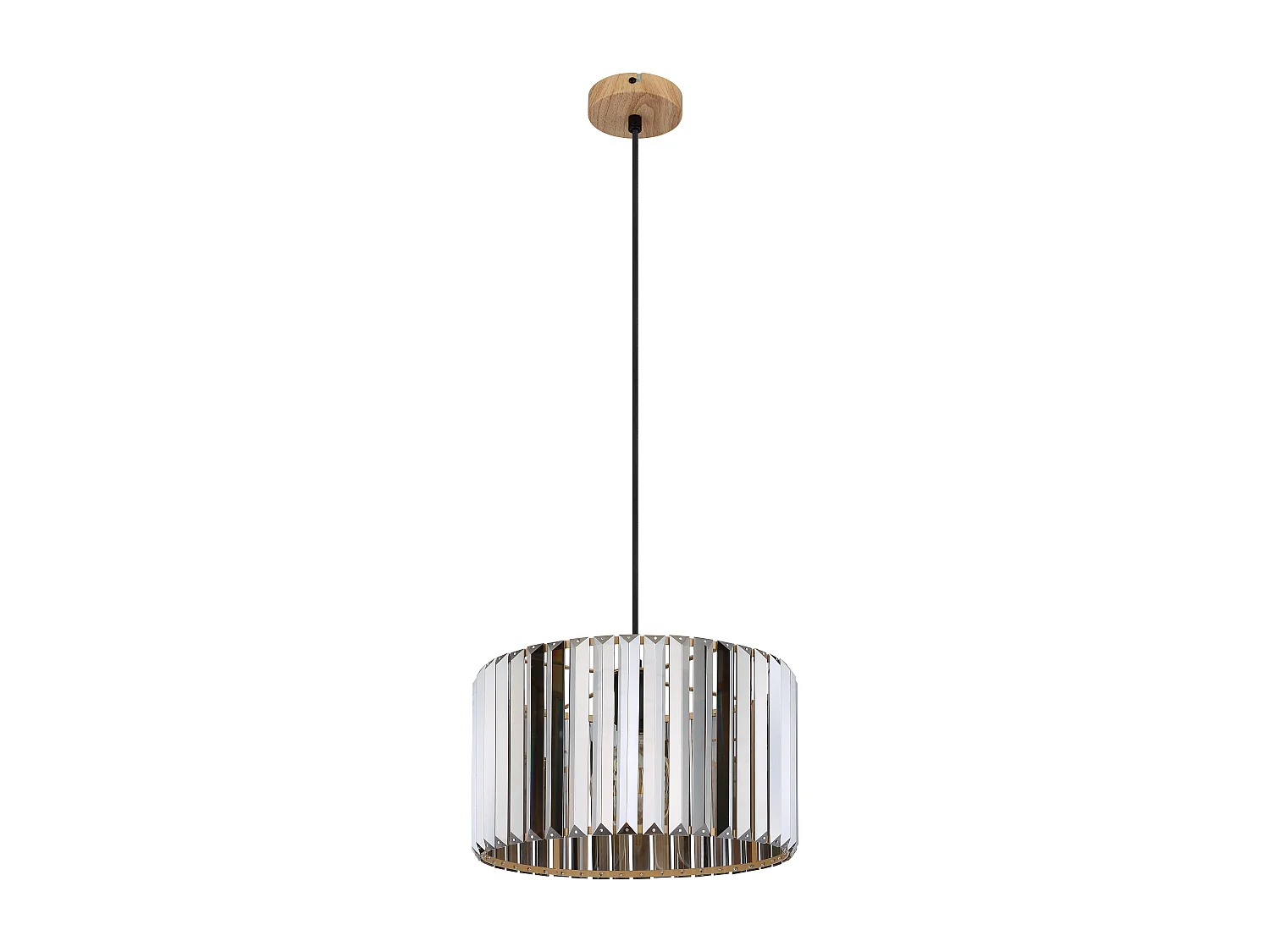 Suspension métal décor bois, 1x E27