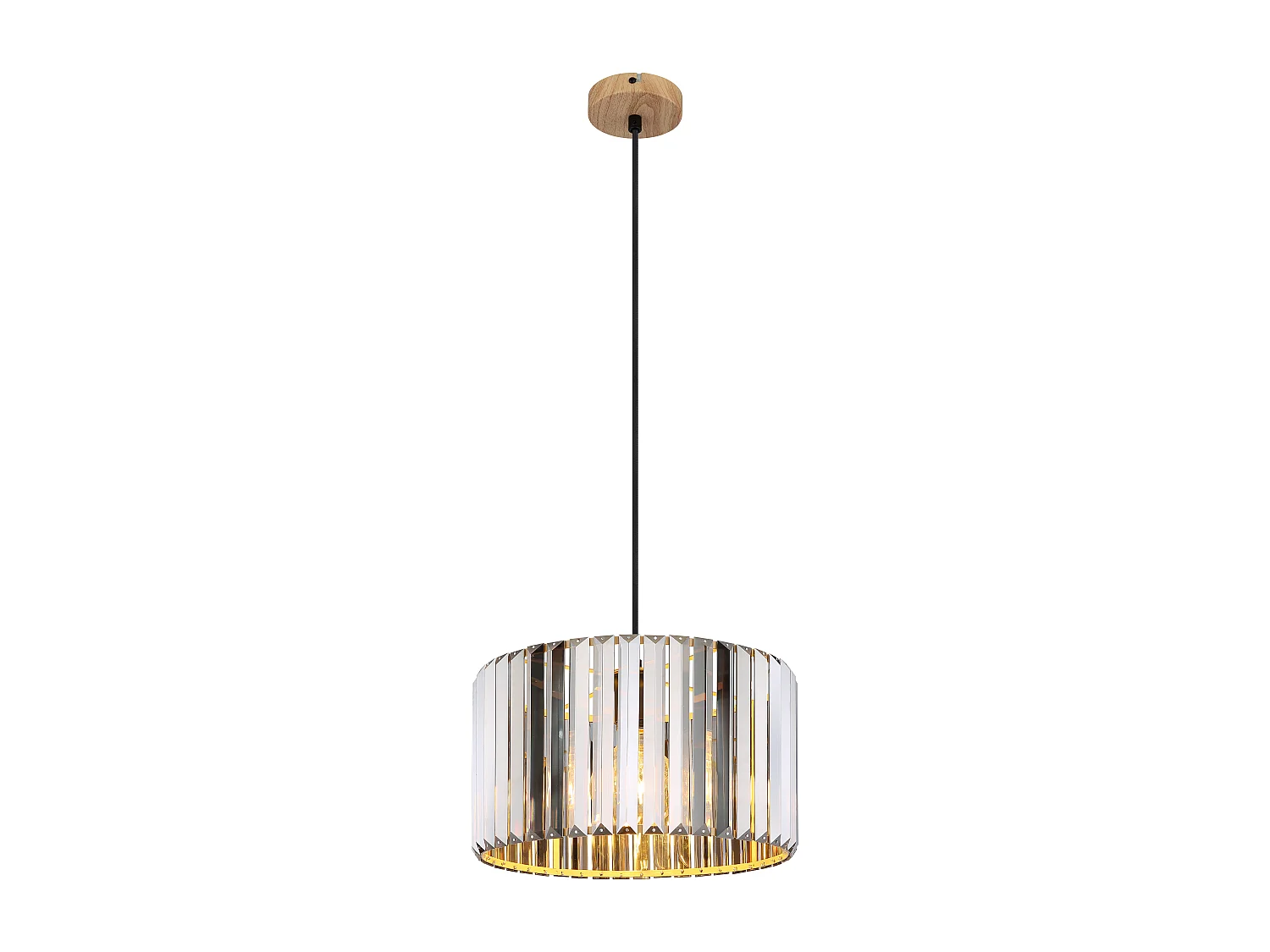 Suspension métal décor bois, 1x E27