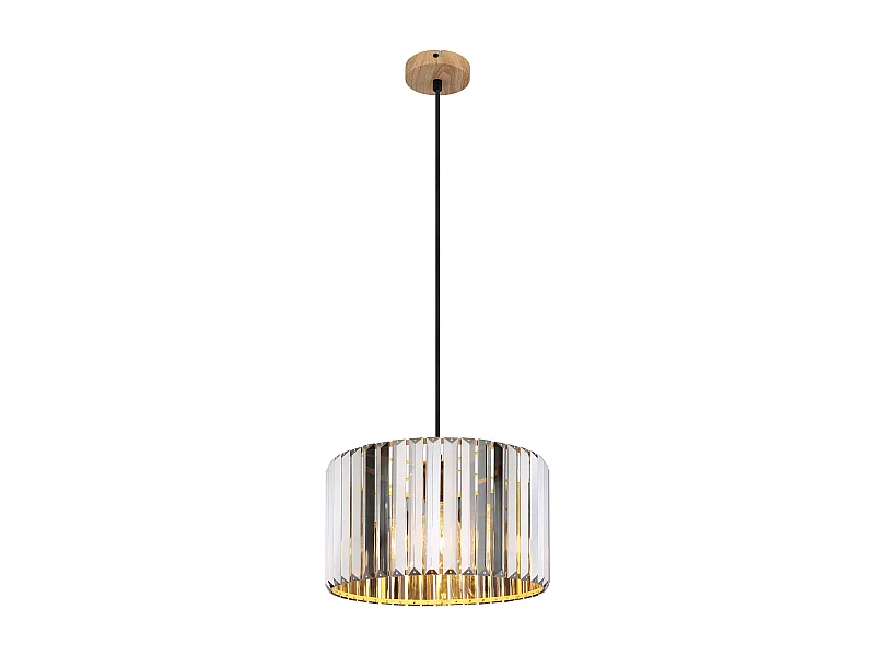 Suspension métal décor bois, 1x E27
