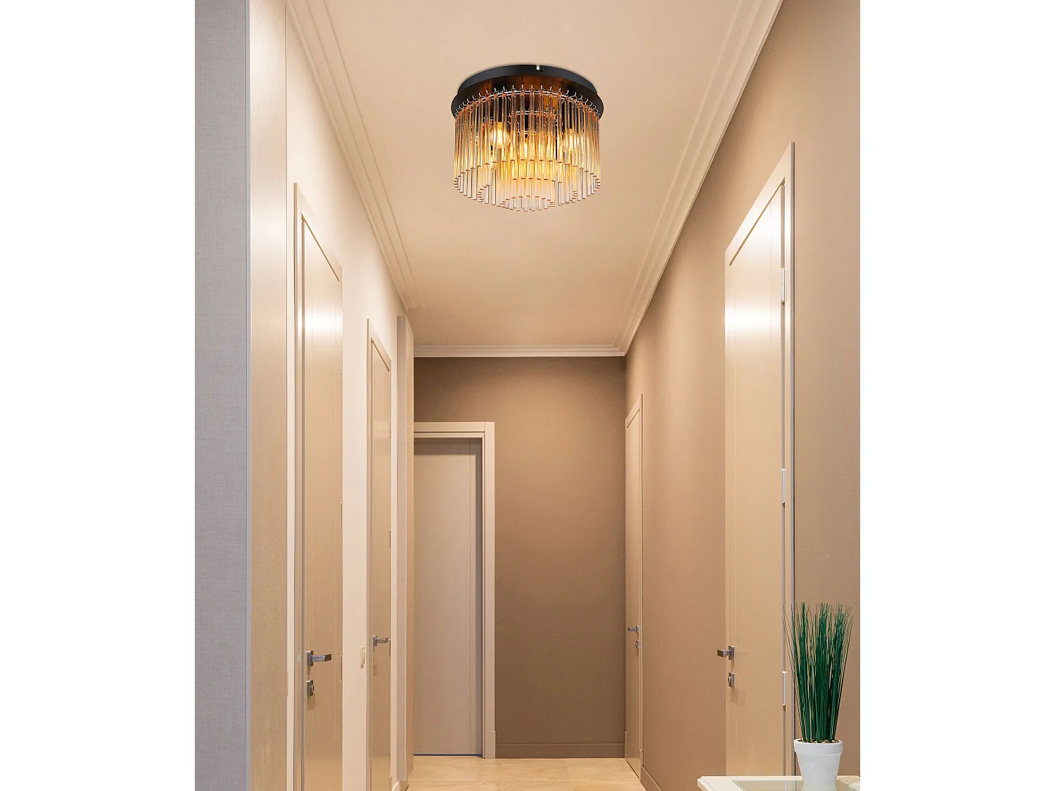 Plafonnier métal noir mat, 5x E14