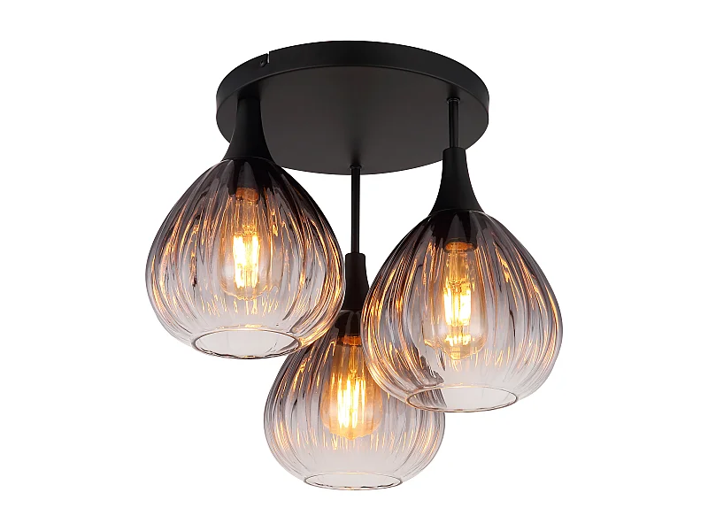 Plafonnier métal noir mat, 3x E27