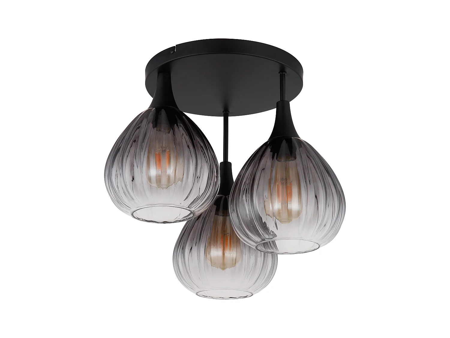 Plafonnier métal noir mat, 3x E27