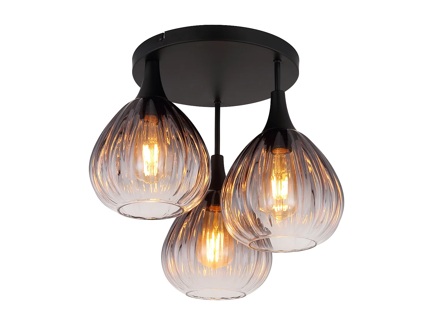 Plafonnier métal noir mat, 3x E27