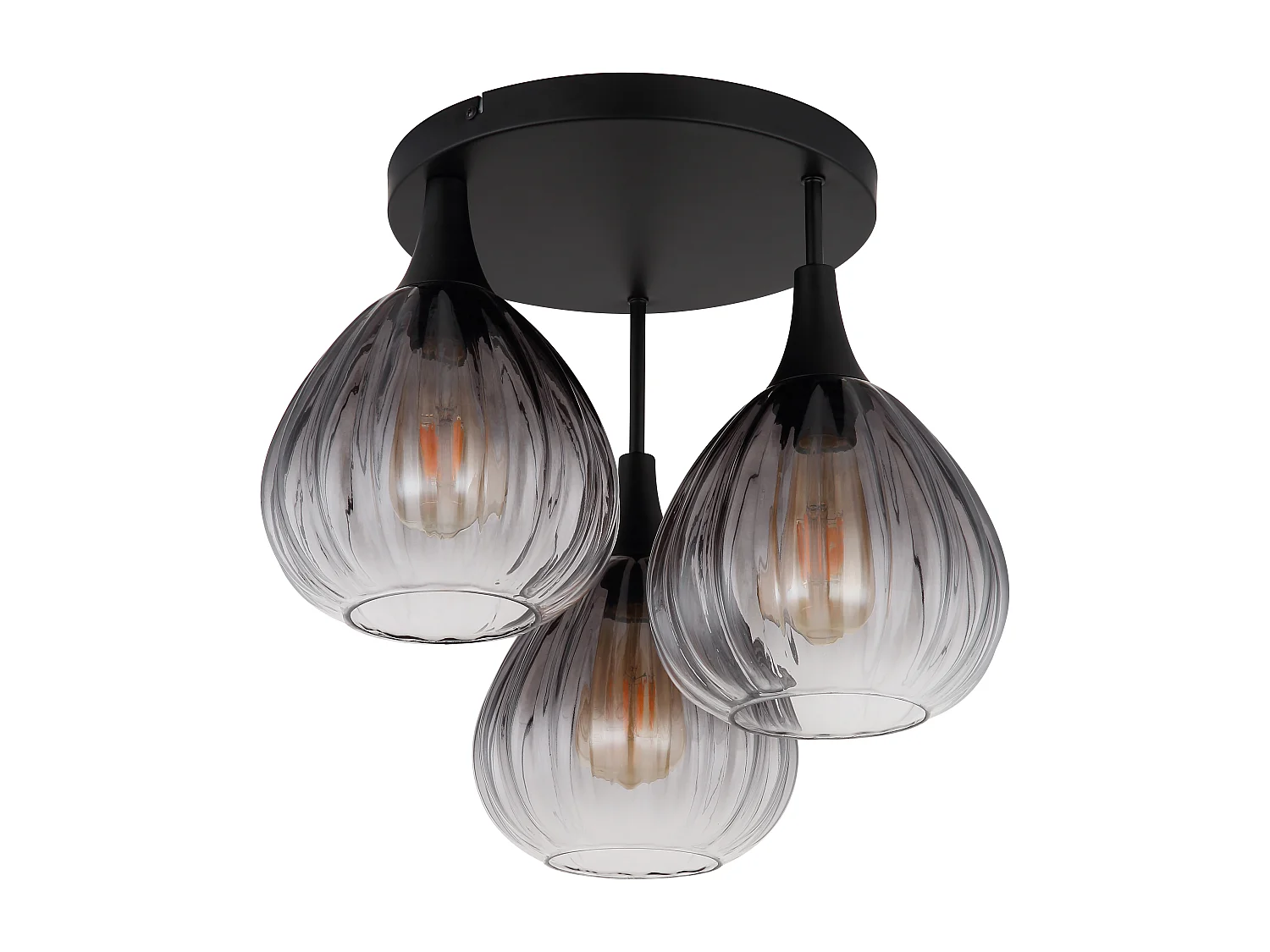 Plafonnier métal noir mat, 3x E27