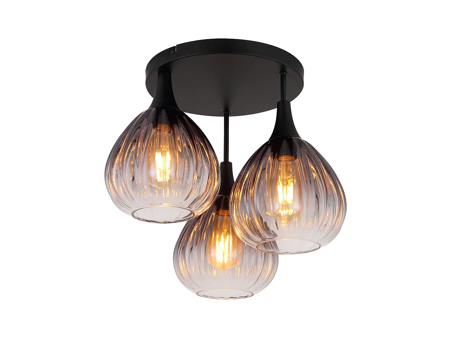 Plafonnier métal noir mat, 3x E27