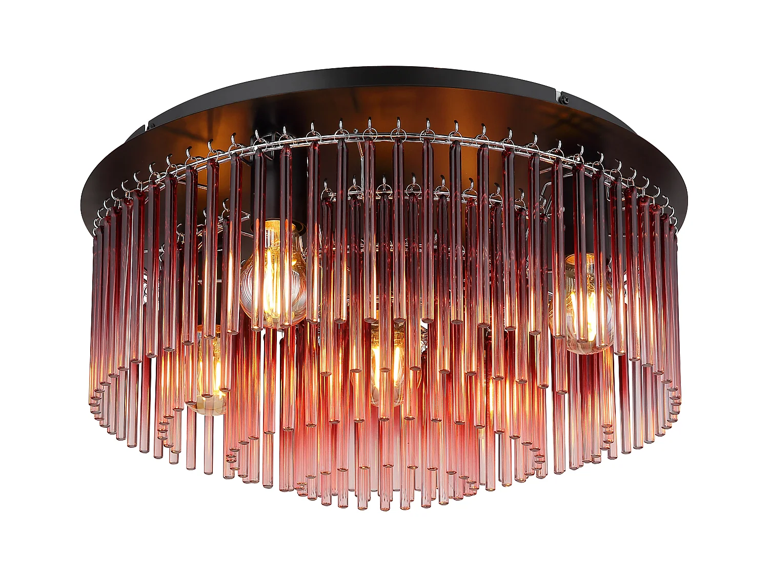 Plafonnier métal noir mat, 5x E27