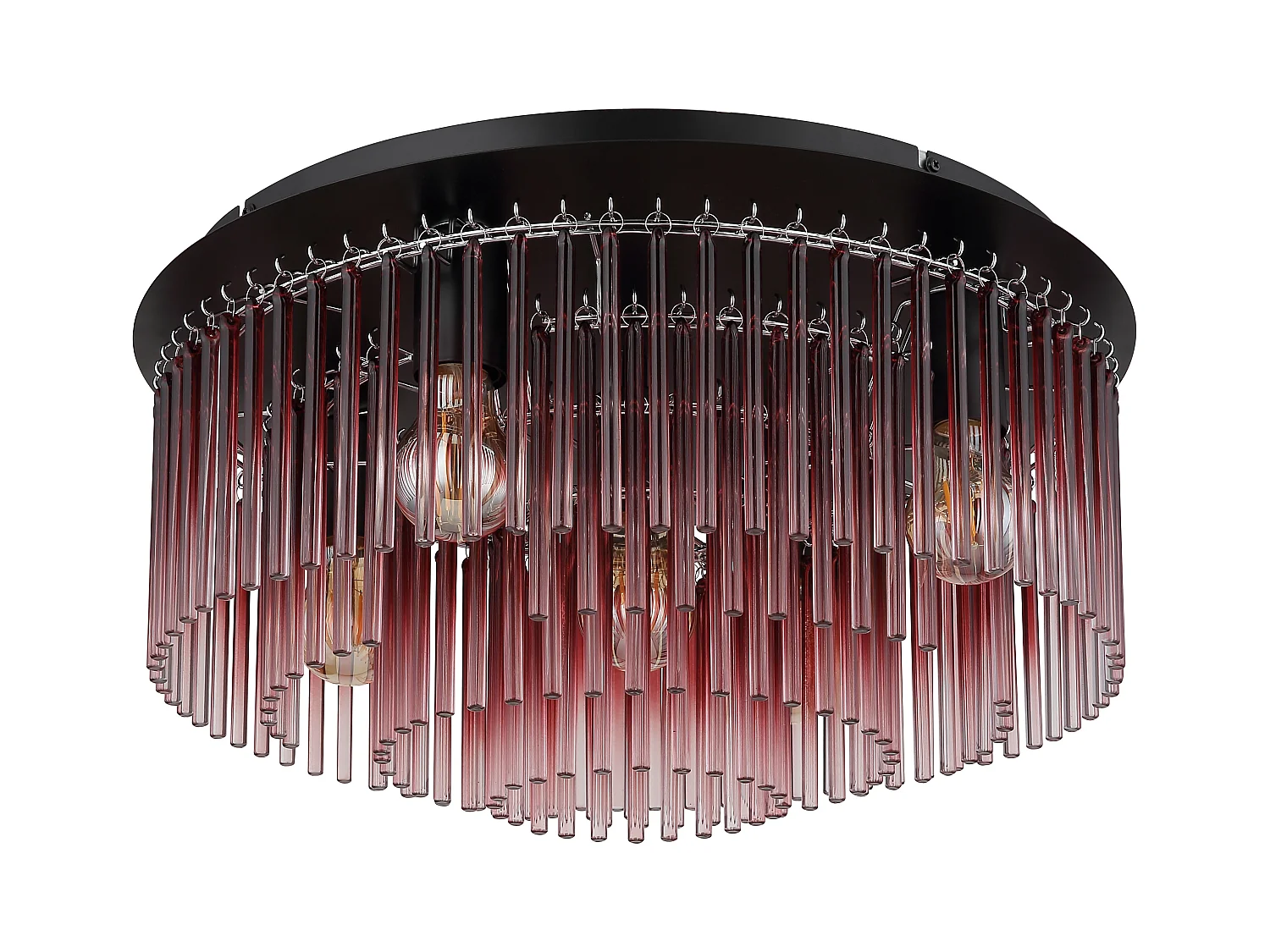 Plafonnier métal noir mat, 5x E27