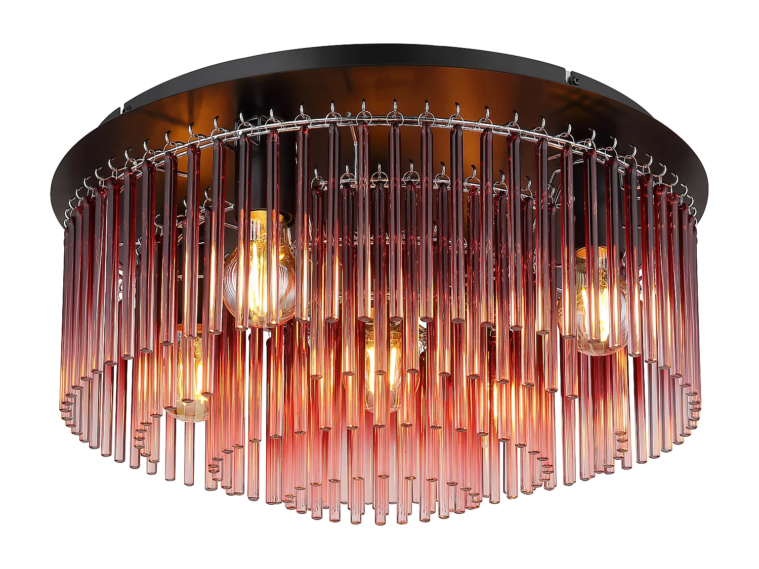 Plafonnier métal noir mat, 5x E27