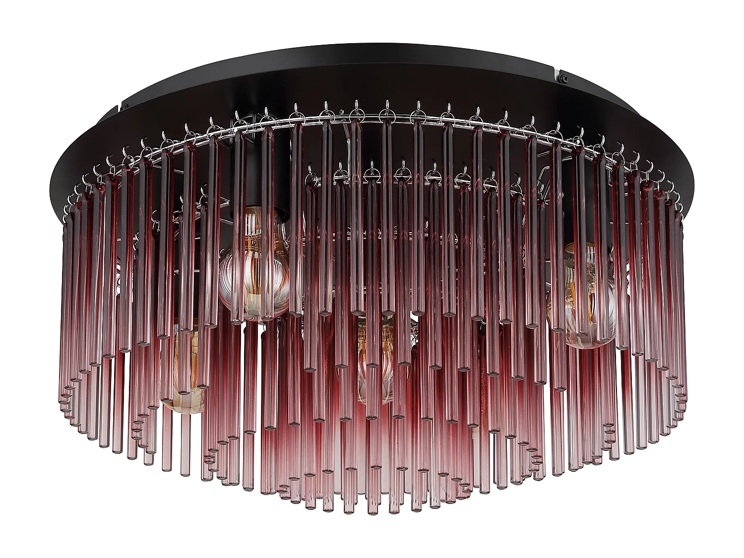 Plafonnier métal noir mat, 5x E27