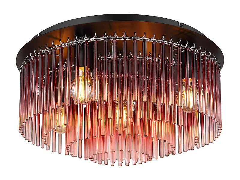 Plafonnier métal noir mat, 5x E27