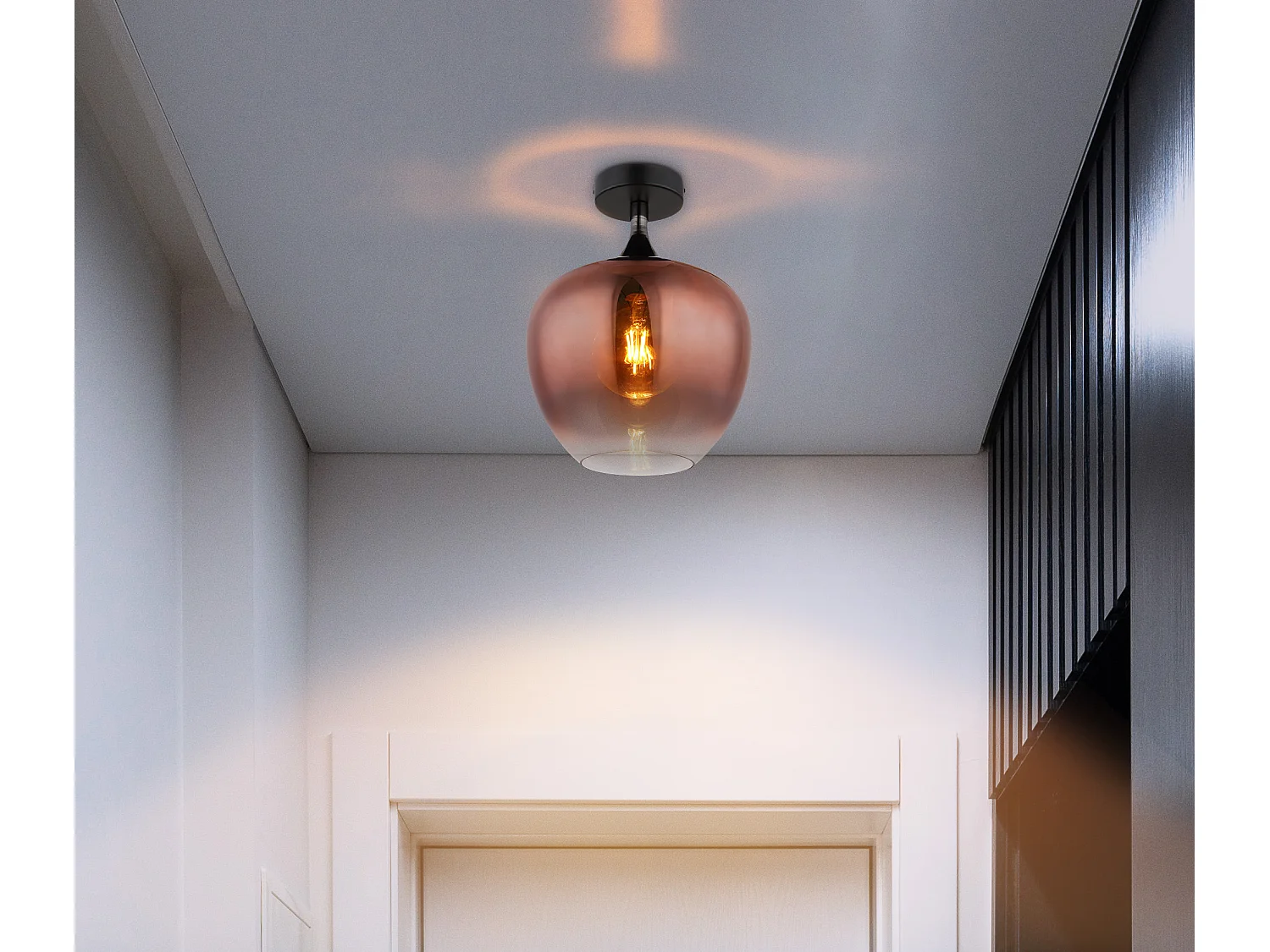 Plafonnier métal noir mat, 1x E27