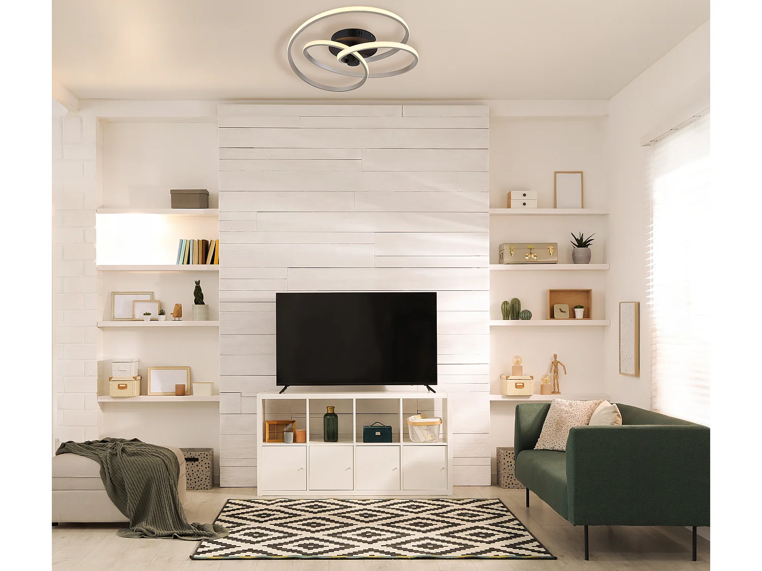 Plafonnier métal noir mat, LED