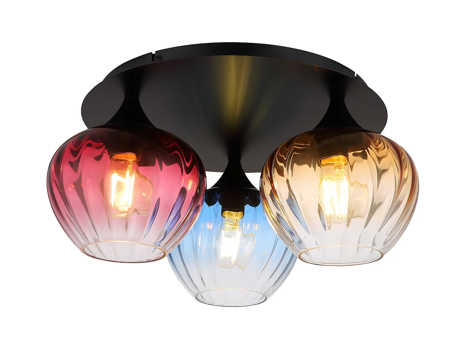 Plafonnier métal noir mat, 3x E27