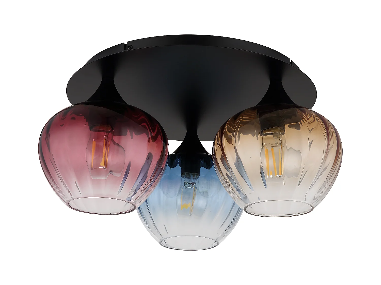 Plafondlamp metaal zwart dof, 3x E27