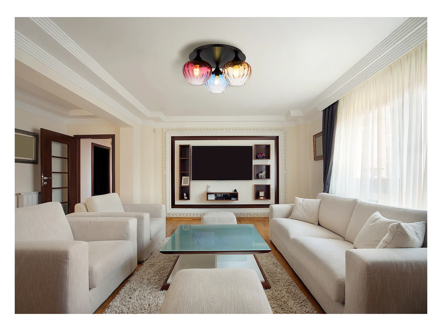 Plafondlamp metaal zwart dof, 3x E27