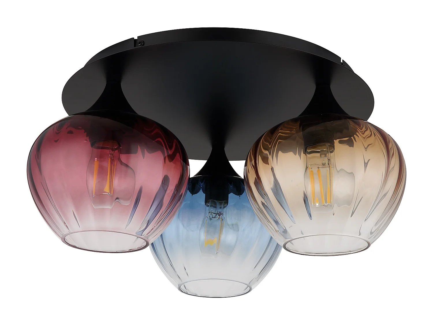 Plafonnier métal noir mat, 3x E27