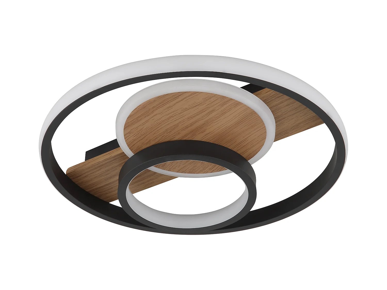 Plafonnier métal décor bois, LED