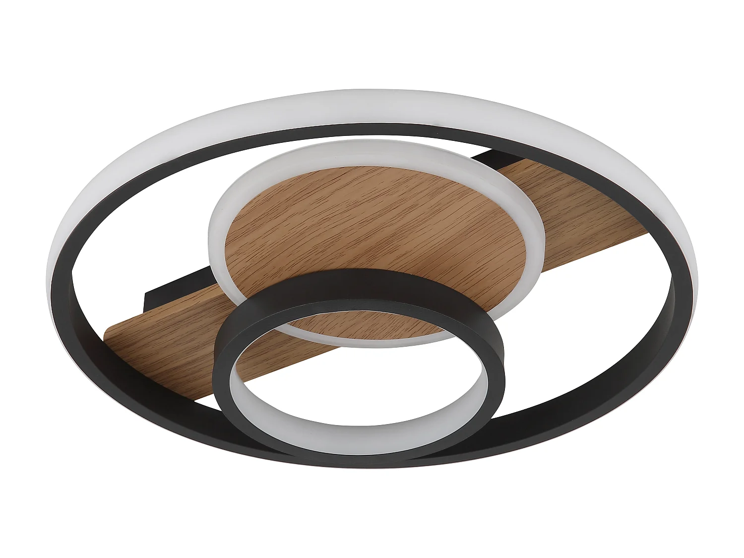 Plafonnier métal décor bois, LED