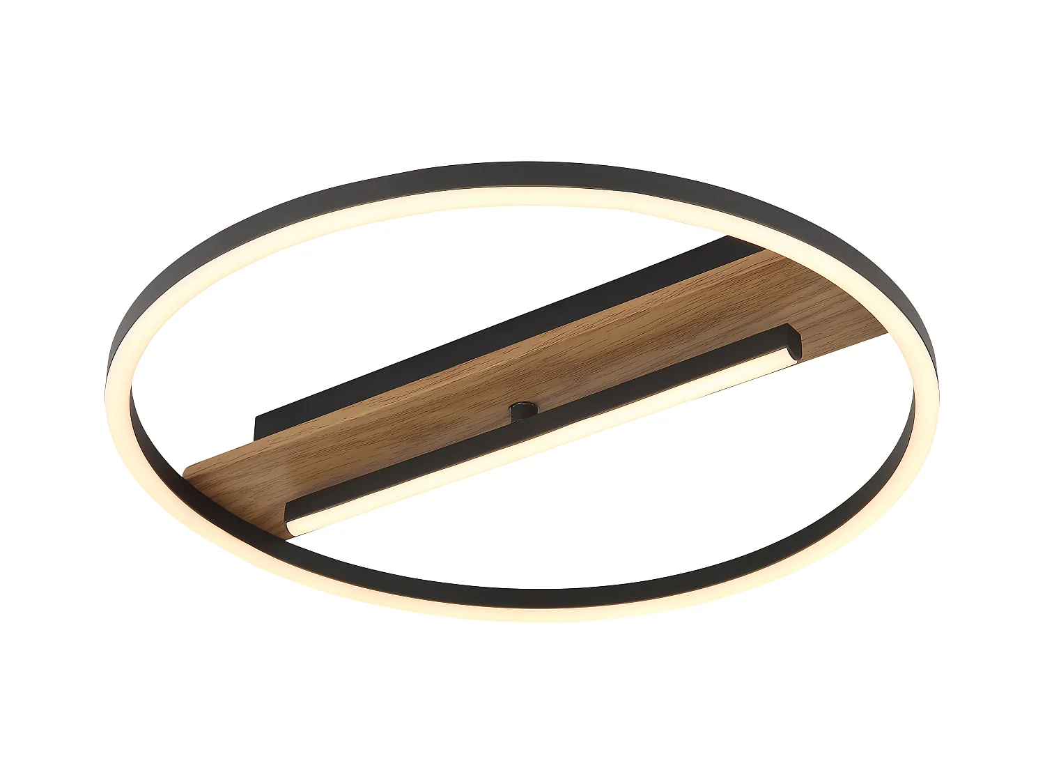 Plafonnier métal décor bois, LED