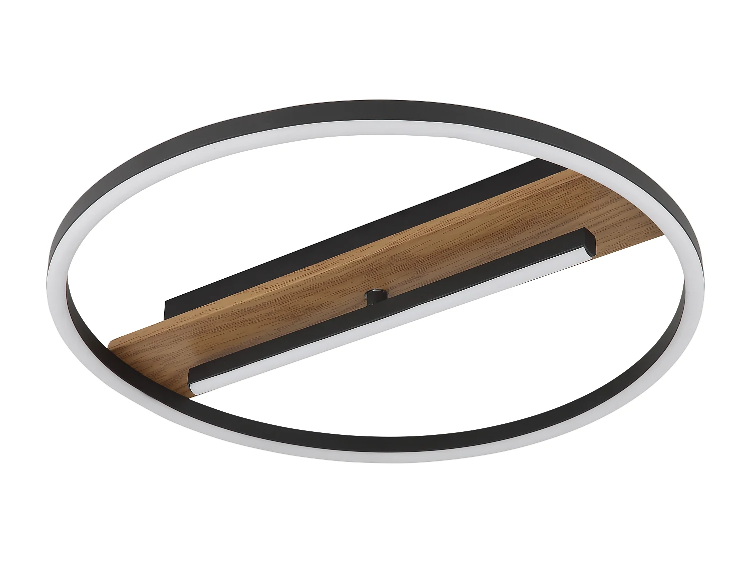 Plafonnier métal décor bois, LED