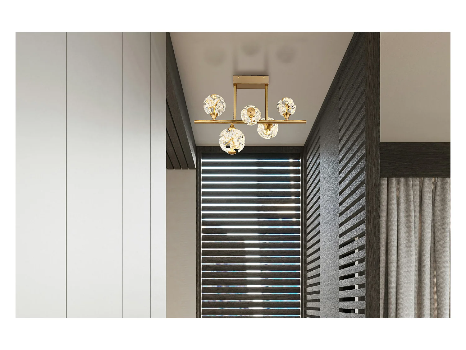 Plafonnier métal couleur or, LED