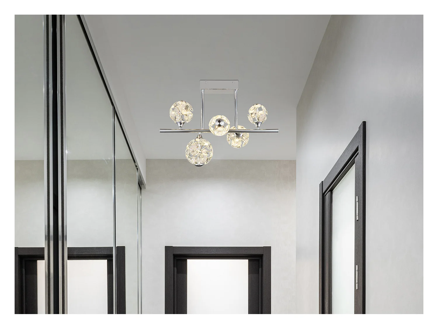 Plafonnier métal chromé, LED