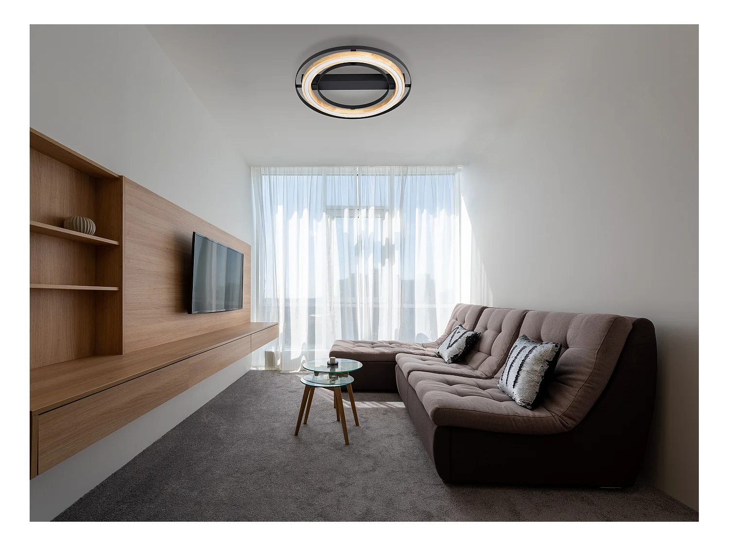 Plafonnier métal noir mat, LED